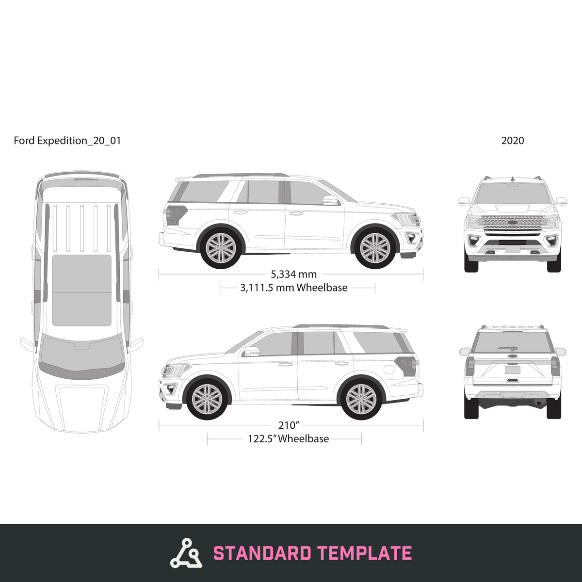 2020 Ford Expedition vector wrap template V01, Design-Ready PDF - GravBase