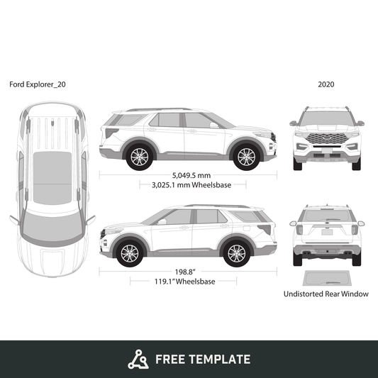 2020 Ford Explorer free vector vehicle wrap template - GravBase