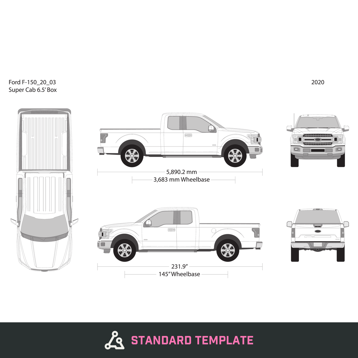 2020 Ford F-150 vector wrap template V03, Design-Ready PDF - GravBase