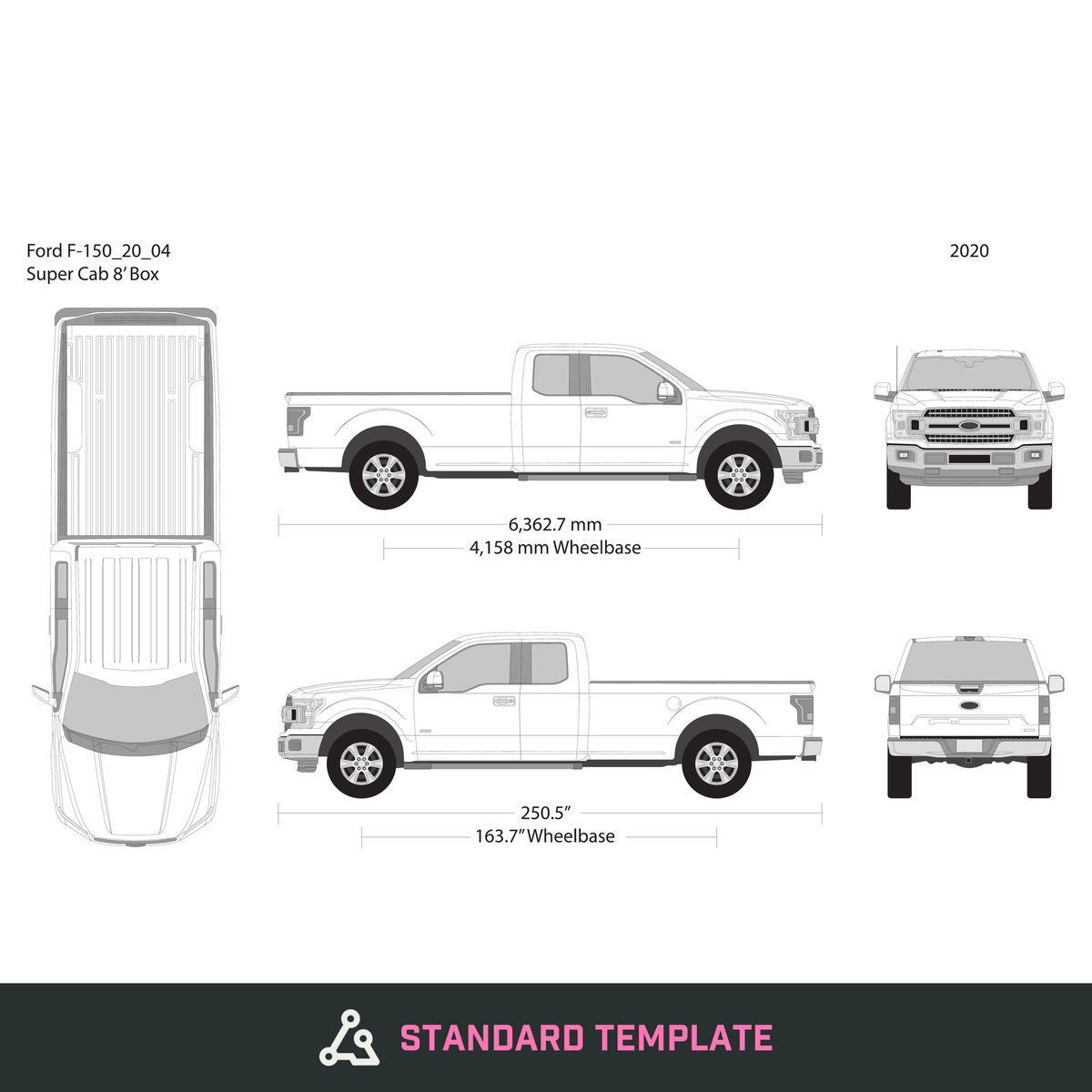 2020 Ford F-150 vector wrap template V04, Design-Ready PDF - GravBase