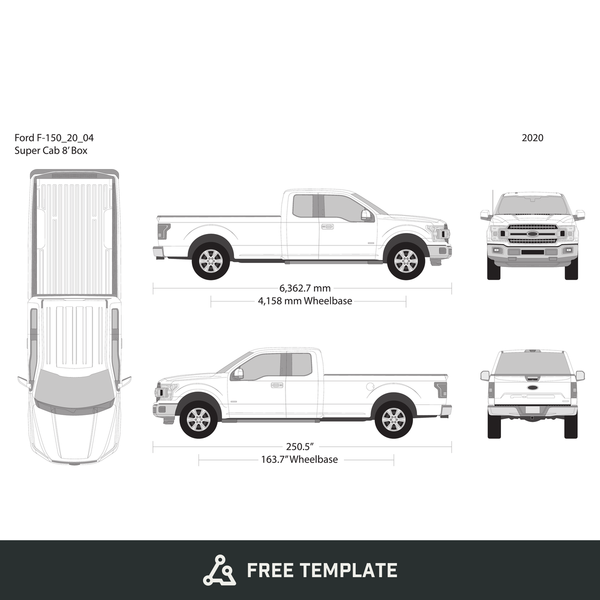 2020 Ford F-150 free vector vehicle wrap template - GravBase