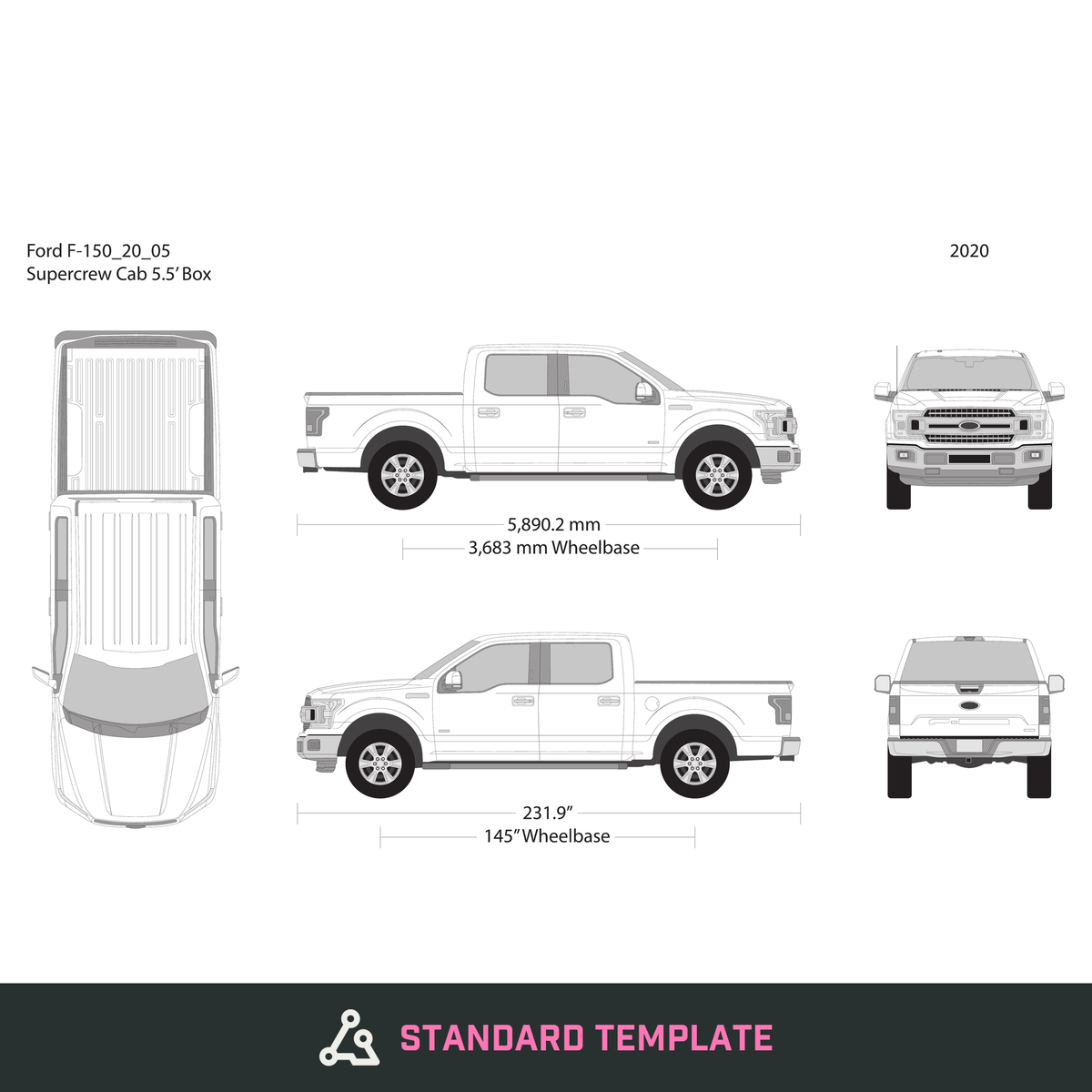 2020 Ford F-150 vector wrap template V05, Design-Ready PDF - GravBase