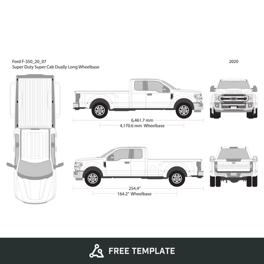 2020 Ford F-350 free vector vehicle wrap template - GravBase