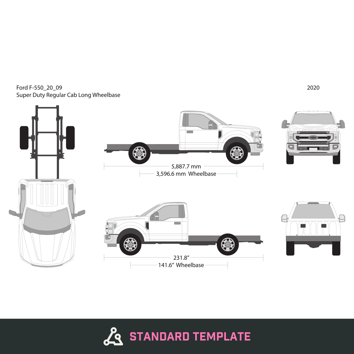 2020 Ford F-550 vector wrap template V09, Design-Ready PDF - GravBase
