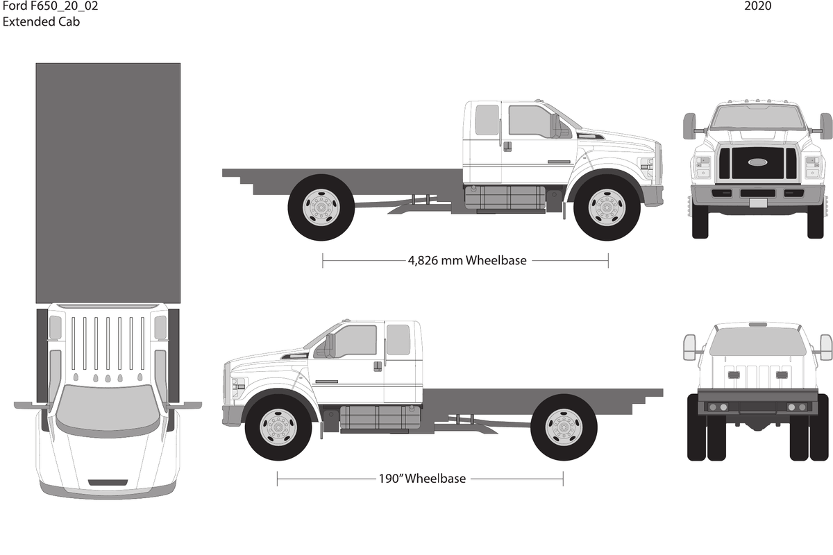 2020 Ford F-650 vector wrap template V02, Design-Ready PDF - GravBase