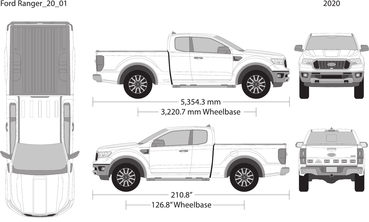 2020 Ford Ranger vector wrap template V01, Design-Ready PDF - GravBase