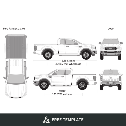 2020 Ford Ranger free vector vehicle wrap template - GravBase