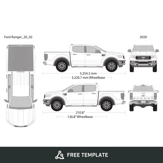 2020 Ford Ranger free vector vehicle wrap template - GravBase