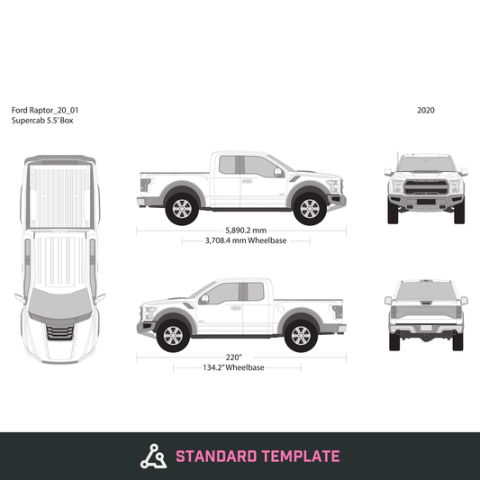 2020 Ford Raptor vector wrap template V01, Design-Ready PDF - GravBase