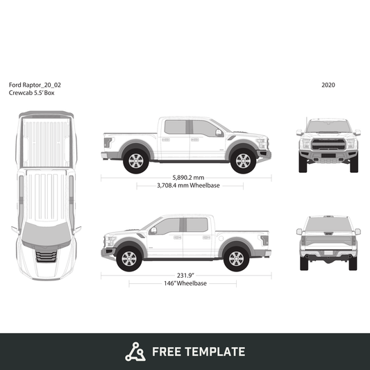 2020 Ford Raptor free vector vehicle wrap template - GravBase