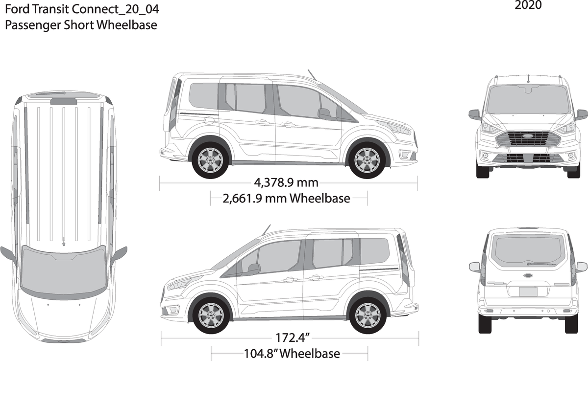 2020 Ford Transit Connect V04 Vehicle Wrap Template