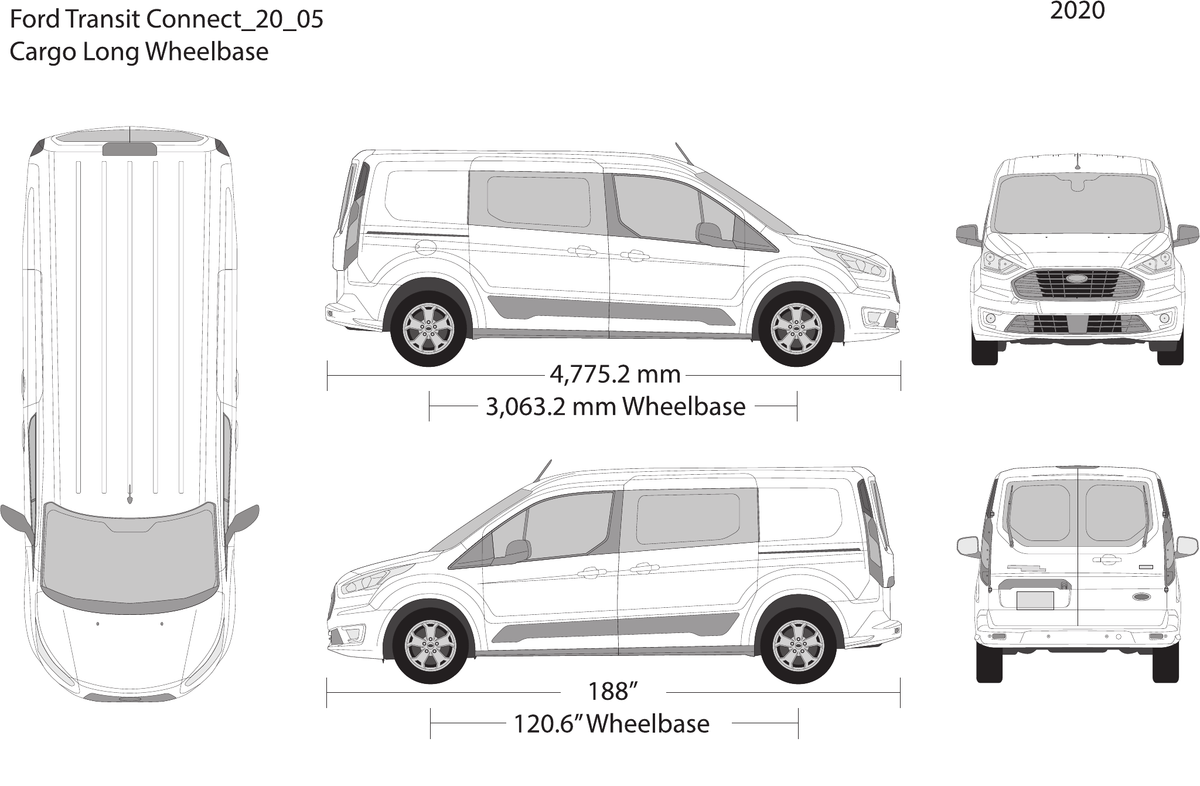 2020 Ford Transit Connect vector wrap template V05, Design-Ready PDF - GravBase