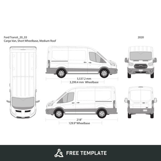 2020 Ford Transit Sliding Door free vector vehicle wrap template - GravBase