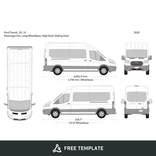 2020 Ford Transit Sliding Door free vector vehicle wrap template - GravBase