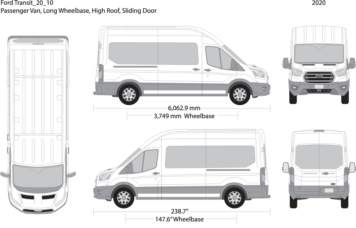 2020 Ford Transit Sliding Door V10 Vehicle Wrap Template