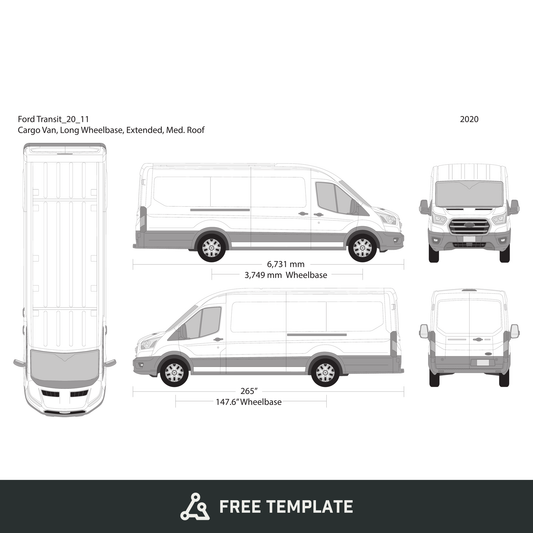 2020 Ford Transit Sliding Door free vector vehicle wrap template - GravBase