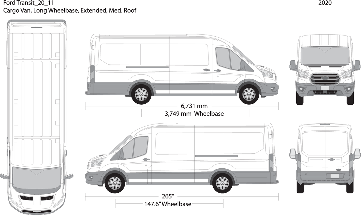 2020 Ford Transit Sliding Door V11 Vehicle Wrap Template