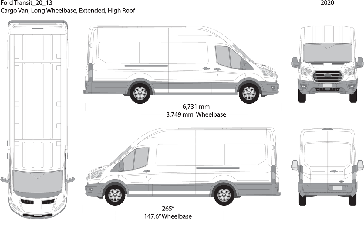 2020 Ford Transit Sliding Door V13 Vehicle Wrap Template