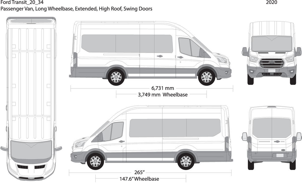 2020 Ford Transit Swing Doors 34 V34 Vehicle Wrap Template