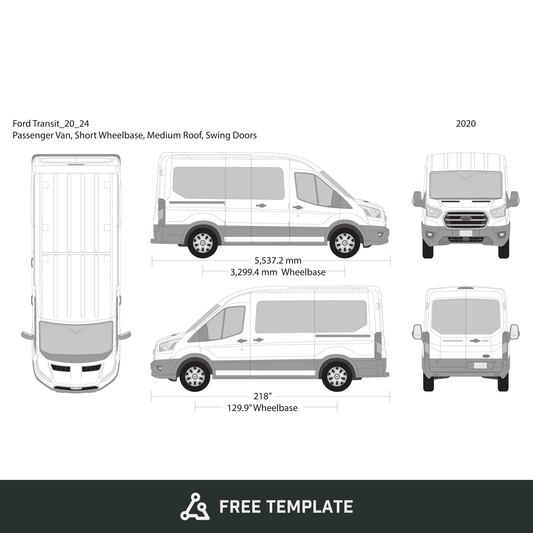 2020 Ford Transit Swing Doors free vector vehicle wrap template - GravBase