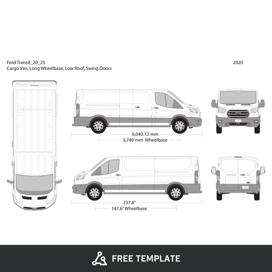 2020 Ford Transit Swing Doors free vector vehicle wrap template - GravBase