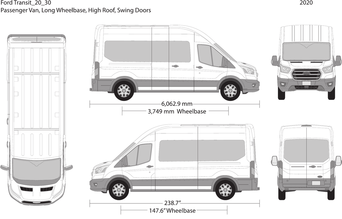 2020 Ford Transit Swing Doors vector wrap template V30, Design-Ready PDF - GravBase