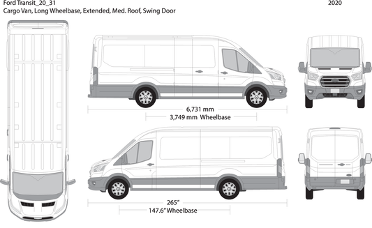2020 Ford Transit Swing Doors V31 Vehicle Wrap Template