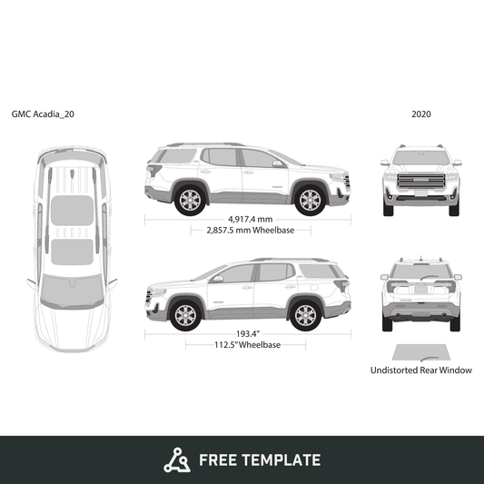 2020 GMC Acadia free vector vehicle wrap template - GravBase