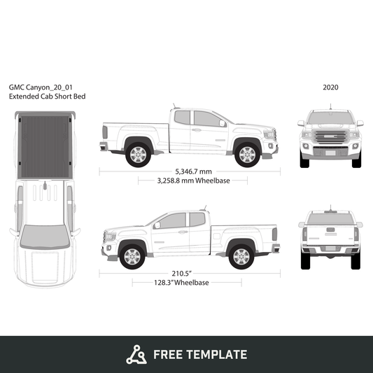 2020 GMC Canyon free vector vehicle wrap template - GravBase