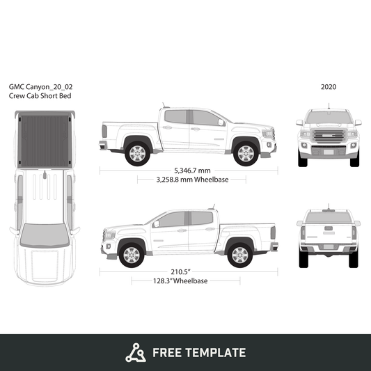 2020 GMC Canyon free vector vehicle wrap template - GravBase