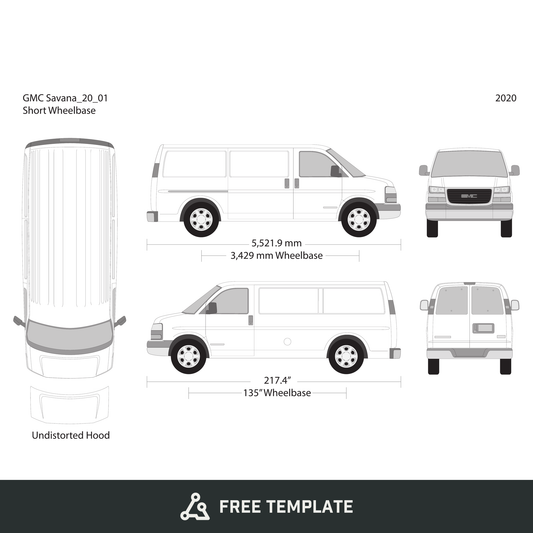 2020 GMC Savana free vector vehicle wrap template - GravBase