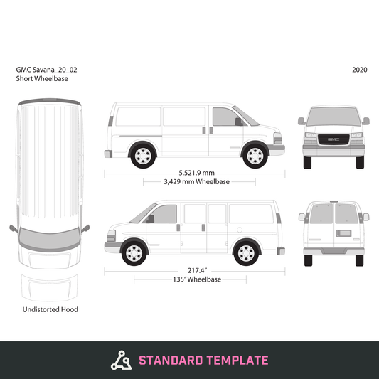 2020 GMC Savana vector wrap template V02, Design-Ready PDF - GravBase