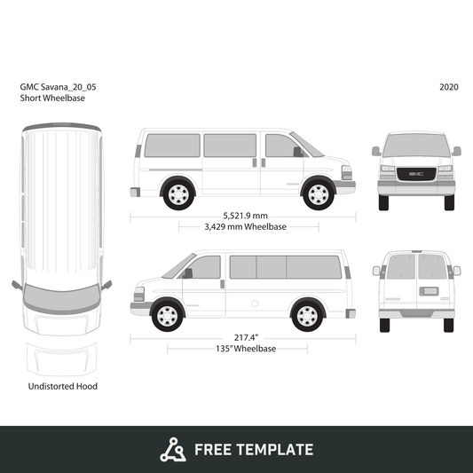 2020 GMC Savana free vector vehicle wrap template - GravBase