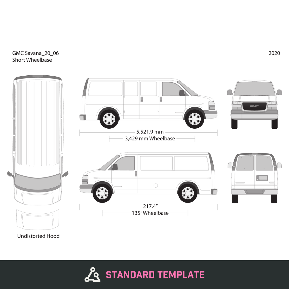 2020 GMC Savana vector wrap template V06, Design-Ready PDF - GravBase