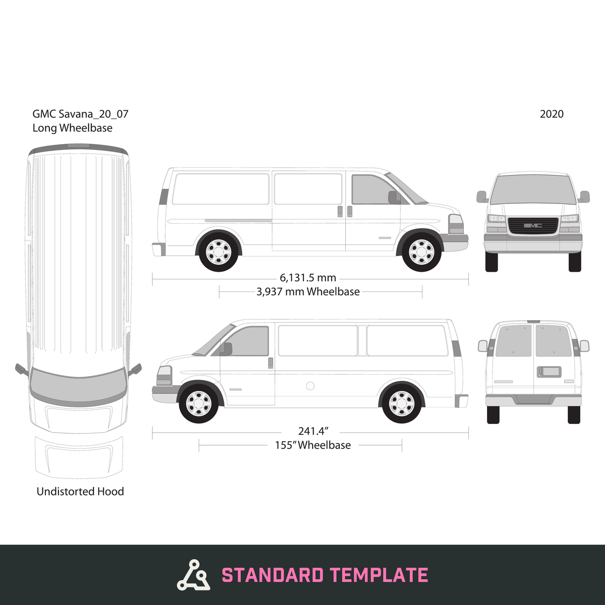 2020 GMC Savana vector wrap template V07, Design-Ready PDF - GravBase