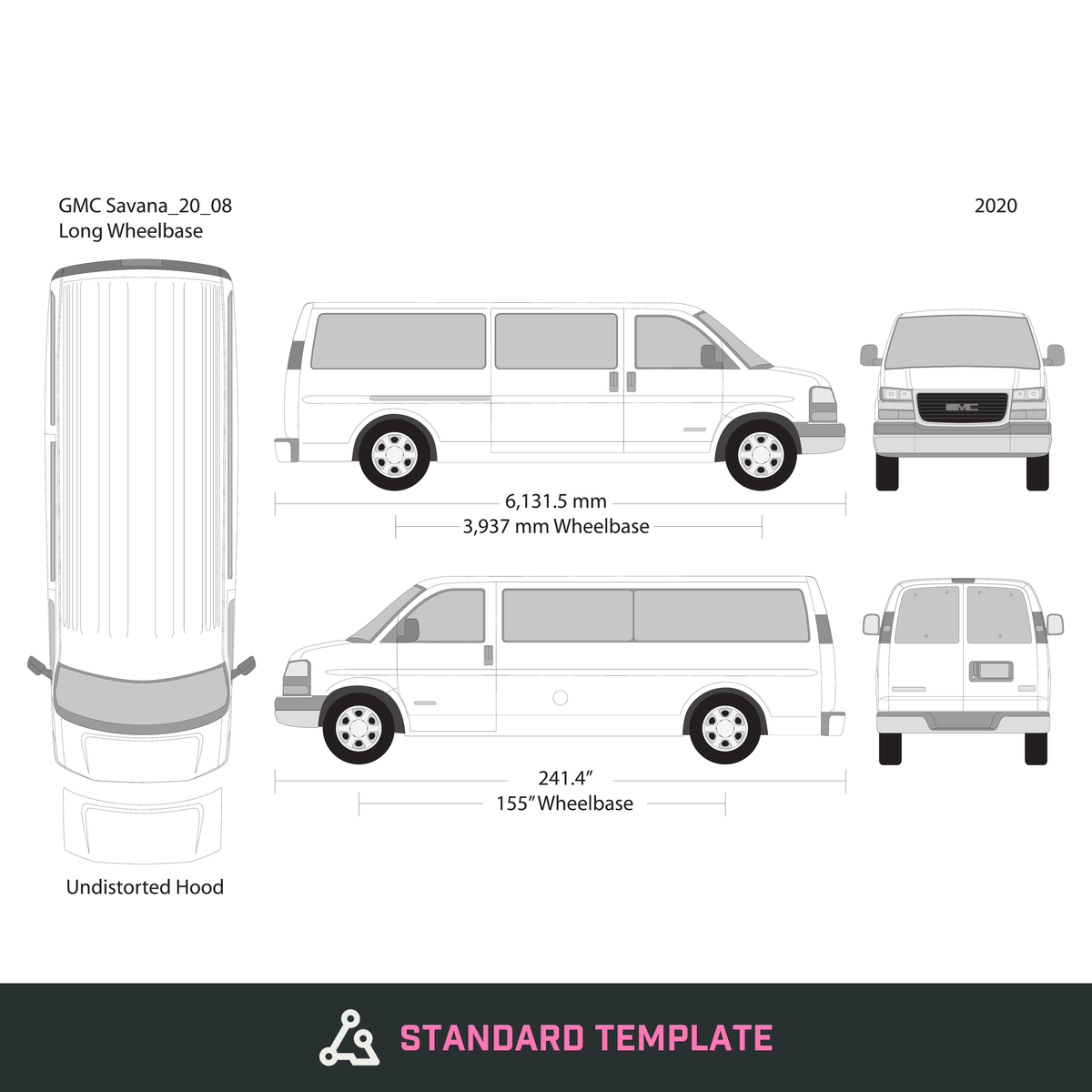 2020 GMC Savana vector wrap template V08, Design-Ready PDF - GravBase