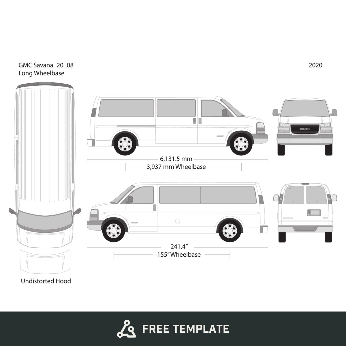 2020 GMC Savana free vector vehicle wrap template - GravBase