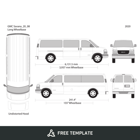 2020 GMC Savana free vector vehicle wrap template - GravBase