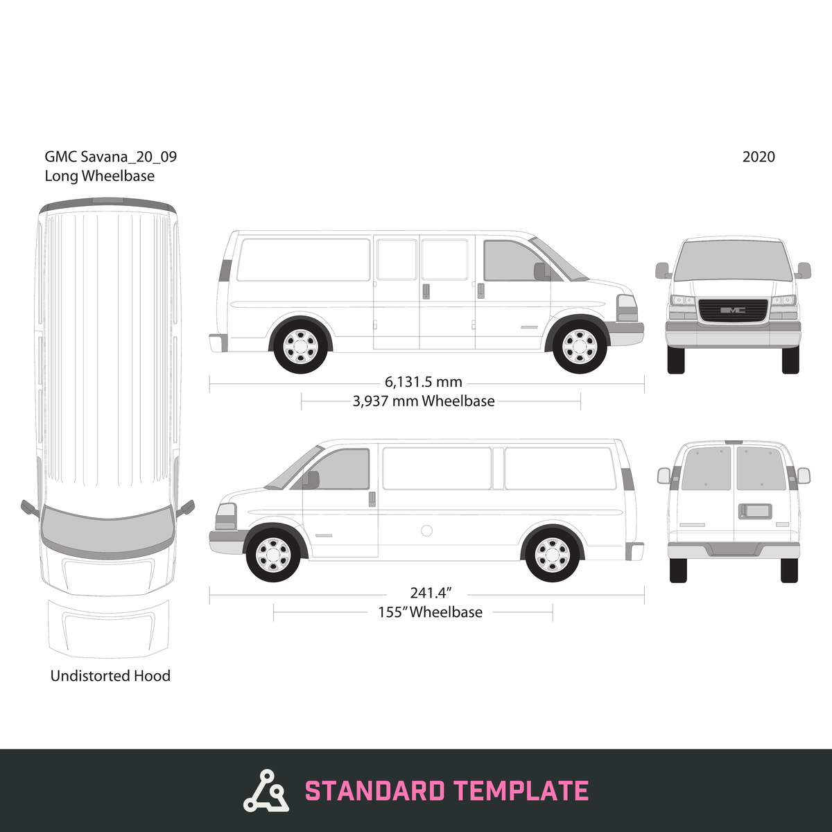 2020 GMC Savana vector wrap template V09, Design-Ready PDF - GravBase