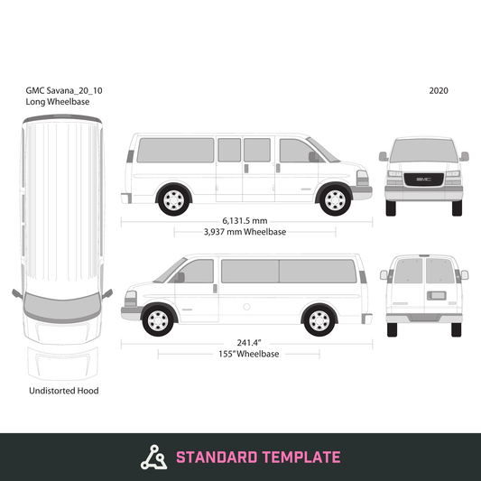 2020 GMC Savana vector wrap template V10, Design-Ready PDF - GravBase