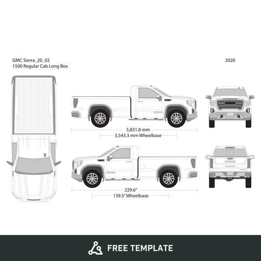 2020 GMC Sierra 1500 free vector vehicle wrap template - GravBase