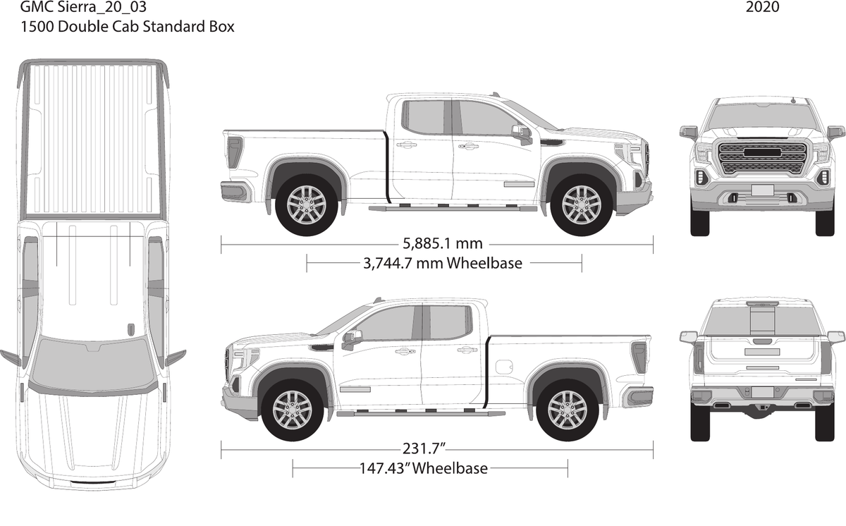2020 GMC Sierra 1500 vector wrap template V03, Design-Ready PDF - GravBase