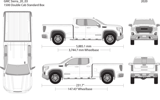 2020 GMC Sierra 1500 vector wrap template V03, Design-Ready PDF - GravBase