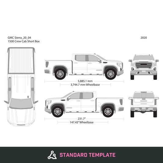 2020 GMC Sierra 1500 vector wrap template V04, Design-Ready PDF - GravBase