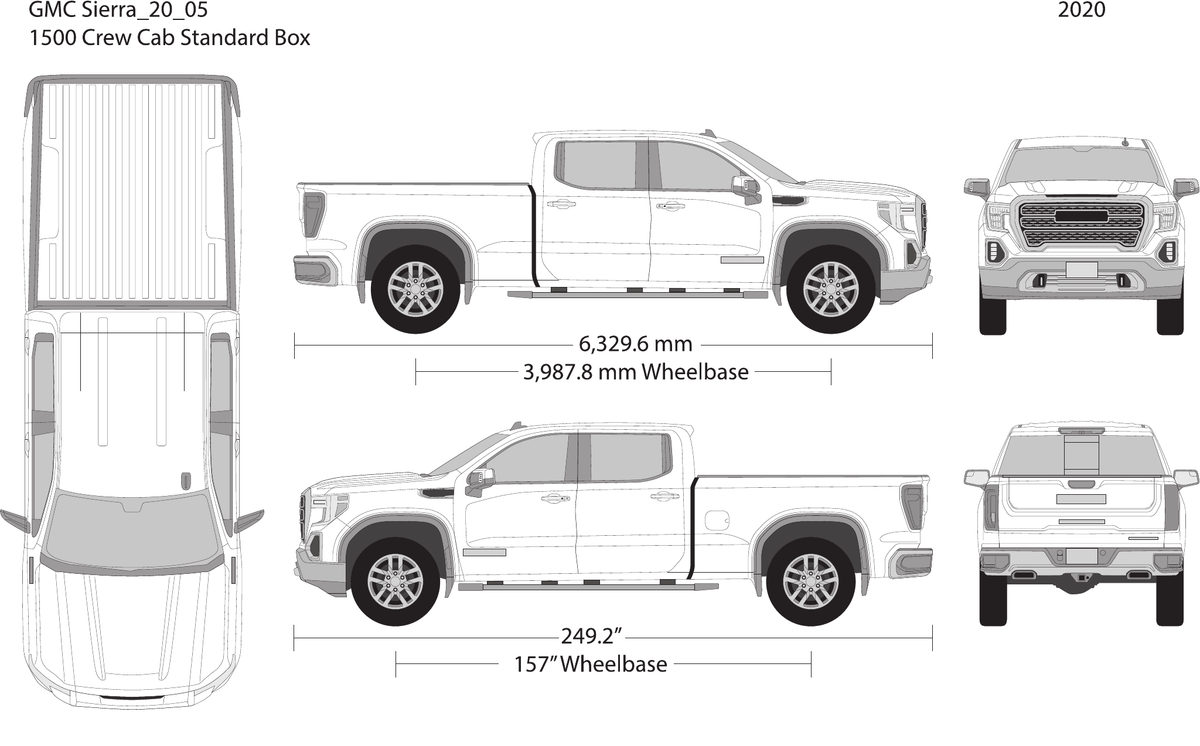 2020 GMC Sierra 1500 vector wrap template V05, Design-Ready PDF - GravBase