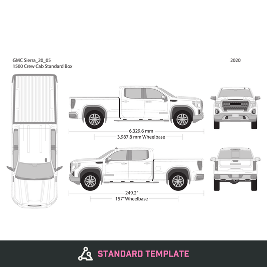 2020 GMC Sierra 1500 vector wrap template V05, Design-Ready PDF - GravBase