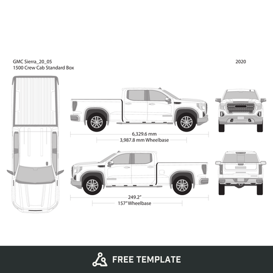 2020 GMC Sierra 1500 free vector vehicle wrap template - GravBase