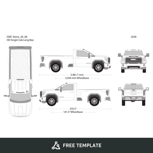 2020 GMC Sierra 2500-3500 HD free vector vehicle wrap template - GravBase