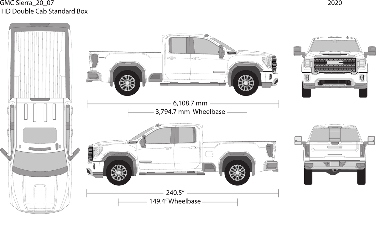2020 GMC Sierra 2500-3500 HD vector wrap template V07, Design-Ready PDF - GravBase