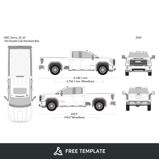 2020 GMC Sierra 2500-3500 HD free vector vehicle wrap template - GravBase